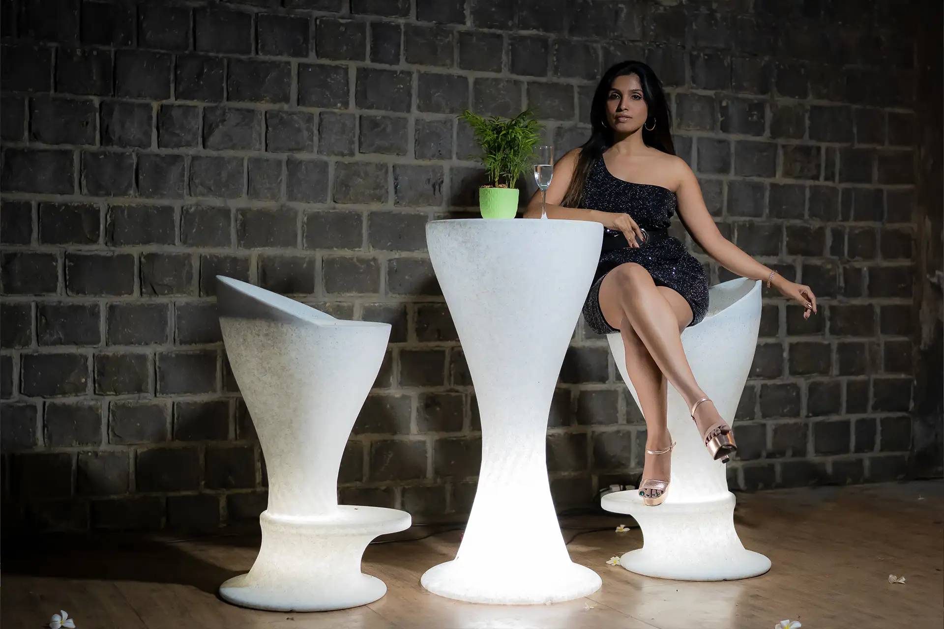 Estela Illuminated Recyclable Plastic Stool, led bar stools and tables, garden furniture, recycled furniture, plastic furniture, garden furniture waterproof, Garden furniture, Garden furniture sets, Illuminated garden furniture, Waterproof garden furniture, Outdoor furniture, Modern outdoor furniture for small spaces