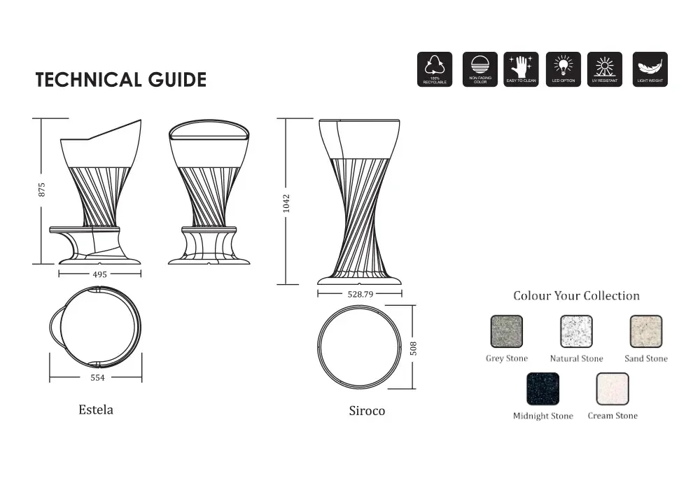 Estela Illuminated Recyclable Plastic Stool, led bar stools and tables, garden furniture, recycled furniture, plastic furniture, garden furniture waterproof