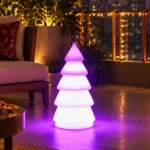 Jingle Illuminated Tree — LED decorative garden tree in White Stone glowing at night