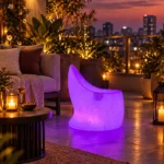 Marvella Illuminated Chair, LED outdoor chair in White Stone, Muebles Furniture, Outdoor furniture